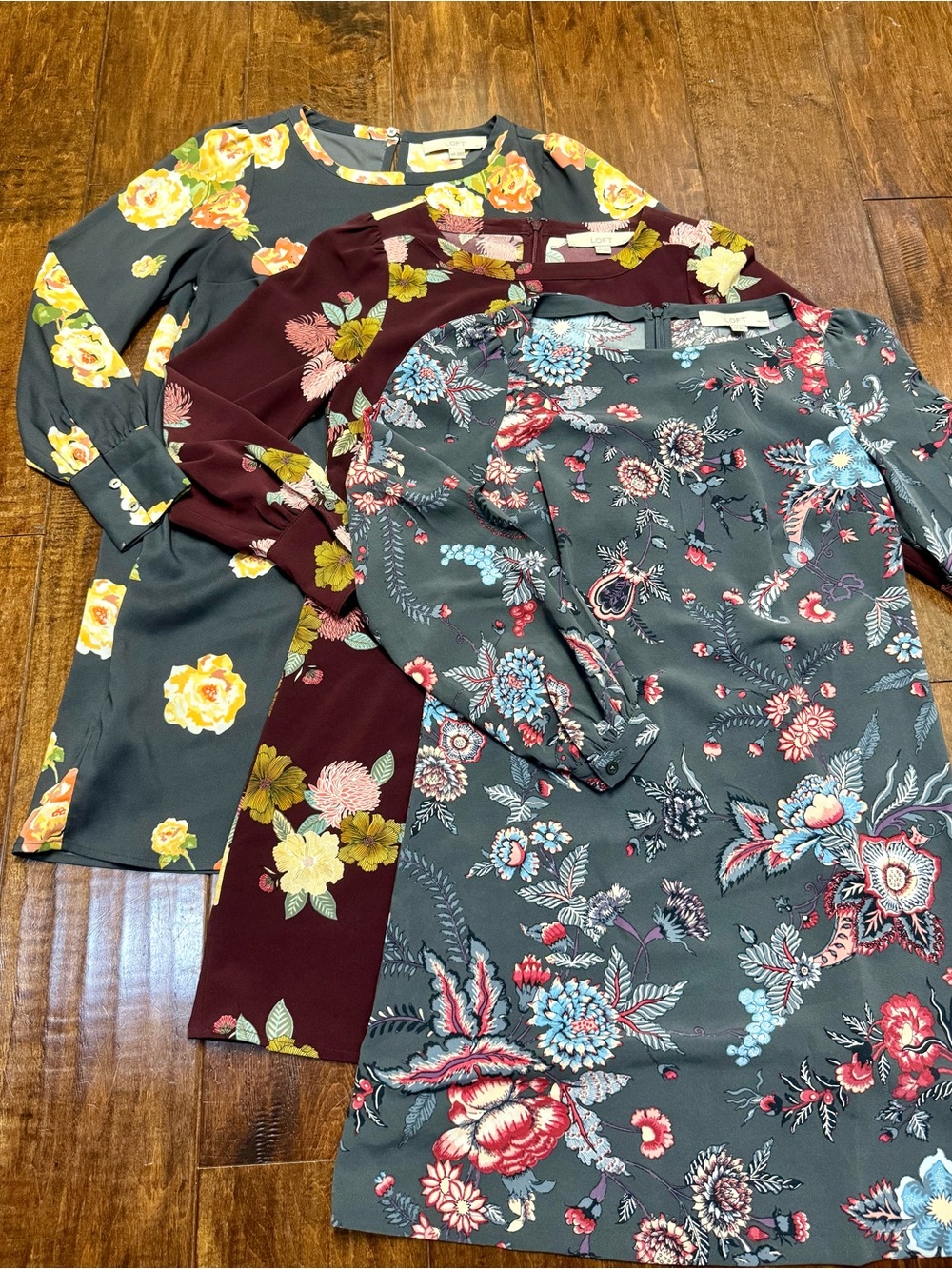 LOFT - Bundle of (3) Long Sleeve Floral Dresses